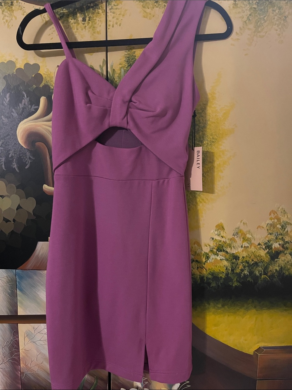 Bailey 44 Violet Cutout Knot-Front Mini Dress